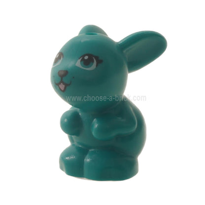 Dark turquoise Bunny / Rabbit, Friends, Sitting